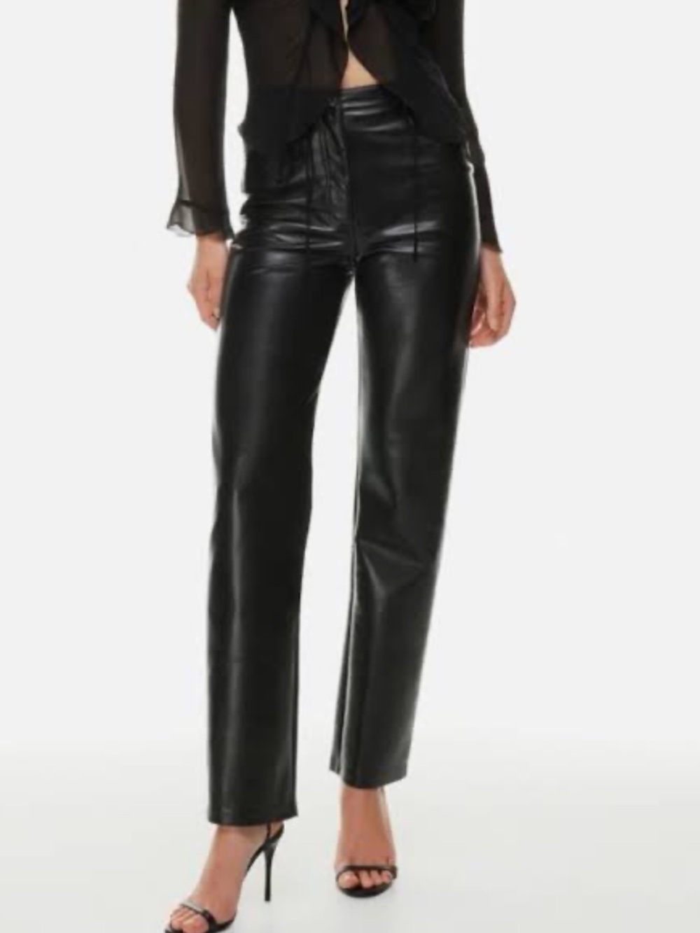 ARITZIA Wilfred Black Faux Leather Straight-Leg Pants size 0